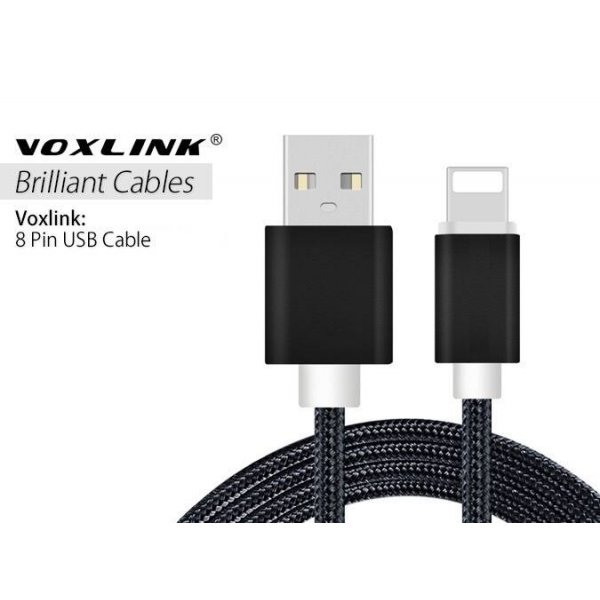 8 Pin USB 1m Metal Braided Cord Data Sync Cable for iPhone