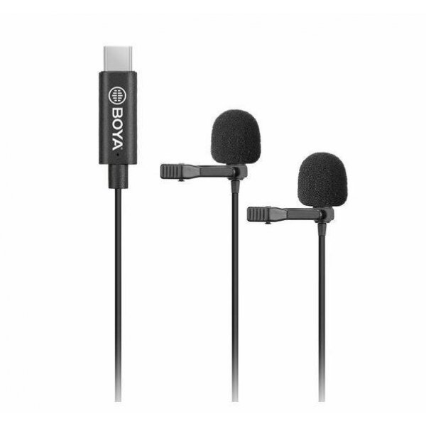 Boya Dual Omnidirectional Lavalier Microphones with Detachable USB Type-C Cable