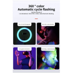 Soft 20cm RGB Selfie LED Ring Light for Makeup Streaming Vlogging