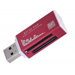 Quality Metal all in 1 USB Memory Card Reader - RED