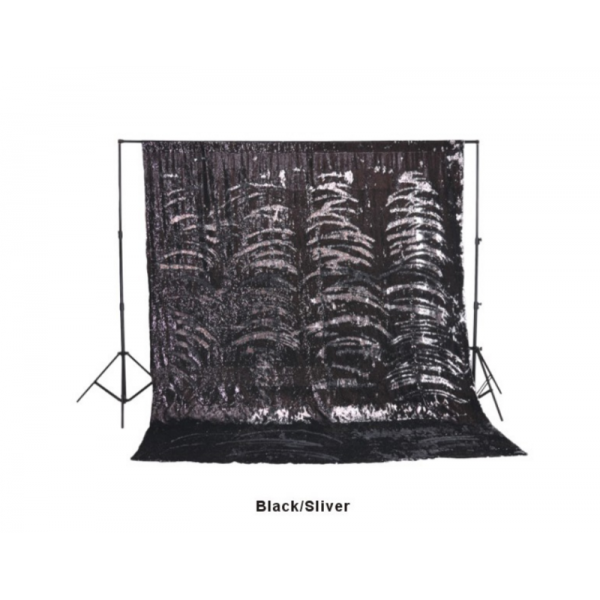 Creative Reversible Photo Studio Sequin Backdrop 2.6m x 3m Silver Black