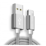 Braided USB 8 pin for iphone 1m 2amp Silver Cable